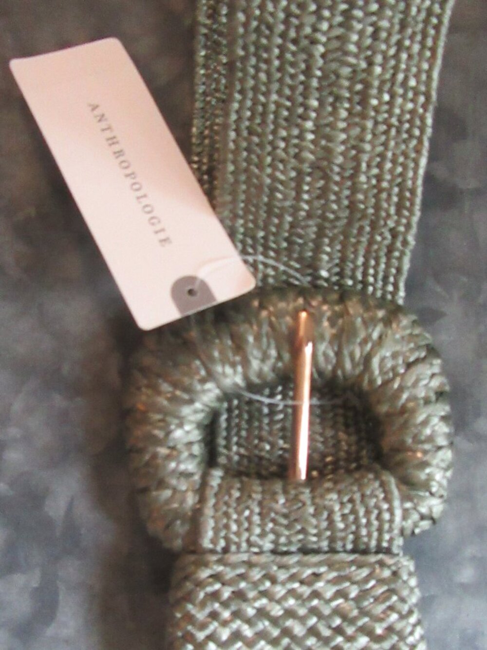 NWT Anthropologie Sage green rattan woven stretch belt size M